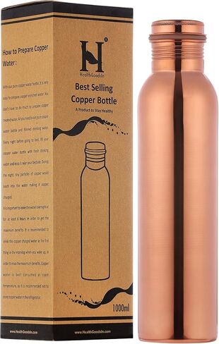 Pure Copper Water Bottle for Ayurvedic Health Benefits, 1000 Ml (33.81 Fl Oz) (Color Pattern) in Saudi Arabia