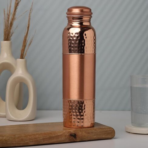 Pure Copper Water Bottle for Ayurvedic Health Benefits, 1000 Ml (33.81 Fl Oz) (Color Pattern) in Saudi Arabia