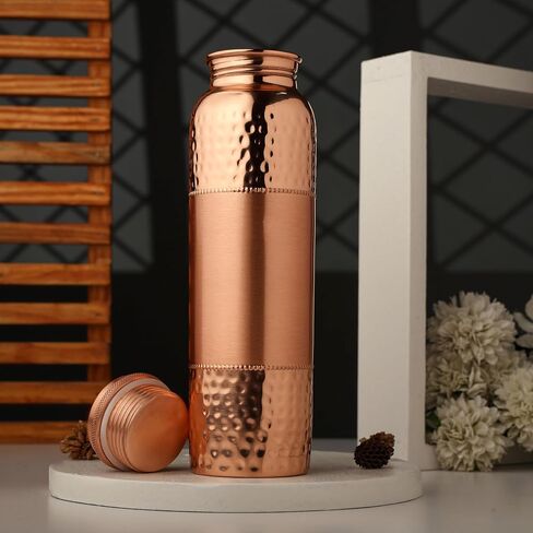 Pure Copper Water Bottle for Ayurvedic Health Benefits, 1000 Ml (33.81 Fl Oz) (Color Pattern) in Saudi Arabia