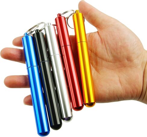 5 قطع من حاوية أنبوب معدني من الألومنيوم مقاس 4.33 بوصة تناسب مقاس كينج، محكمة الغلق، علبة حبوب معدنية خفيفة الوزن، حاوية حبوب منع الحمل، تناسب محفظة الجيب خفيفة الوزن وقابلة للحمل للسفر in Kuwait