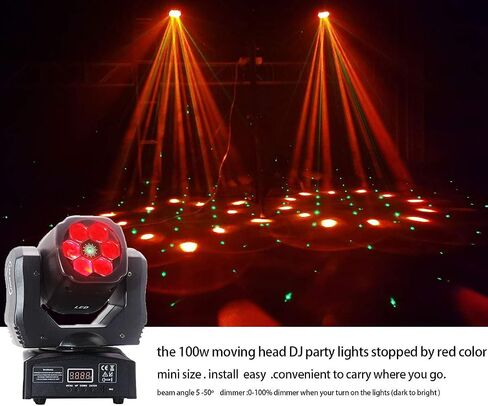 DJ Lights 100w Bee Eye Wash Moving Head Lights Strobe Party Disco Lights Green-Effect Strobe DJ Lights Compatible with 12CH DMX512 for Home Dance Wedding Event Party in Saudi Arabia
