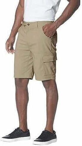 شورت جيري ستريتش كارجو 5 جيوب مسطحة منسوجة للمشي لمسافات طويلة للرجال | تان، 38، 4 in Kuwait