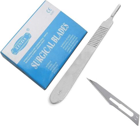 OdontoMed2011® صندوق مكون من 100 قطعة شفرة مشرط من الفولاذ الكربوني معقمة رقم 11 مع مقبض مجاني رقم 3 in Kuwait