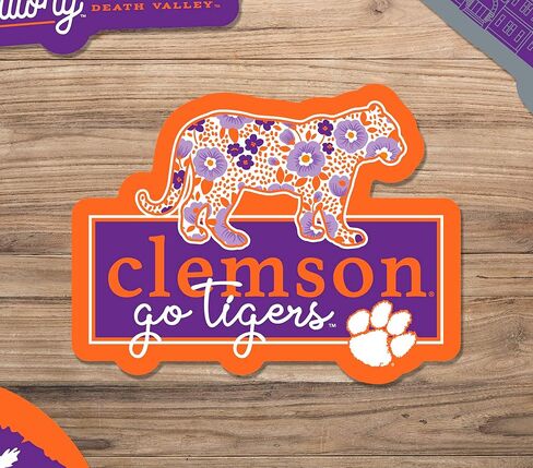ملصق فينيل "NCAA Clemson Tigers للجنسين 4" - نص شريط صورة ظلية، متعدد، مقاس واحد (190651-2201-RDC) in Kuwait