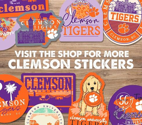 ملصق فينيل "NCAA Clemson Tigers للجنسين 4" - نص شريط صورة ظلية، متعدد، مقاس واحد (190651-2201-RDC) in Kuwait