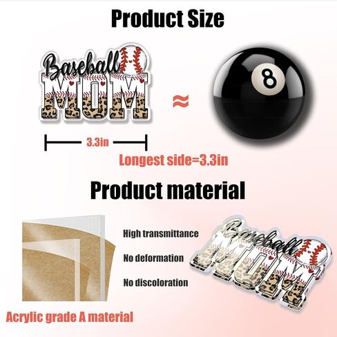 baseball bag charm 3" Acrylic accessories for Beach Women Girls Travel Shopping Party Best in Saudi Arabia