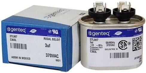(عبوة من قطعتين) بديل لـ GE Genteq - 3 uF MFD x 370 VAC Capcom Capacitor Oval # C303L / 27L987 in Kuwait