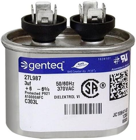 (عبوة من قطعتين) بديل لـ GE Genteq - 3 uF MFD x 370 VAC Capcom Capacitor Oval # C303L / 27L987 in Kuwait
