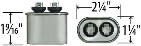 (عبوة من قطعتين) بديل لـ GE Genteq - 3 uF MFD x 370 VAC Capcom Capacitor Oval # C303L / 27L987 in Kuwait