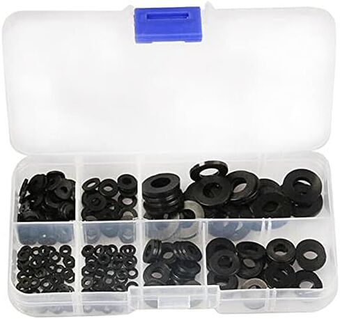 250pcs Black Nylon Flat Washer Assortment Kit for Electrical Connections on Household & Commercial Appliances,(M2 M2.5 M3 M4 M5 M6 M8) in Saudi Arabia