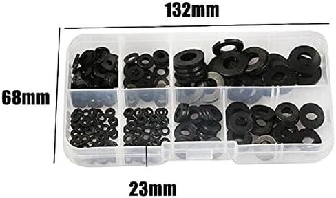 250pcs Black Nylon Flat Washer Assortment Kit for Electrical Connections on Household & Commercial Appliances,(M2 M2.5 M3 M4 M5 M6 M8) in Saudi Arabia