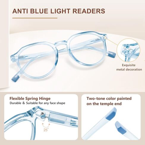 EASY READ 3 Pairs Round Reading Glasses for Women,Colorful Computer Blue Light Blocking Readers for Women with Spring Hinge in Saudi Arabia