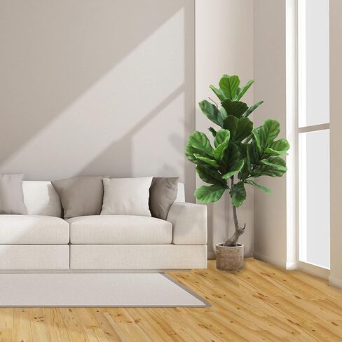 Artificial Fiddle Leaf Fig Tree 4FT Faux Plant Faux Fiddle Fig Leaves Silk Tree in Pot Artificial Tree Greenery Plant for Home Office Living Room Bathroom Decor Indoor Outdoor in Saudi Arabia
