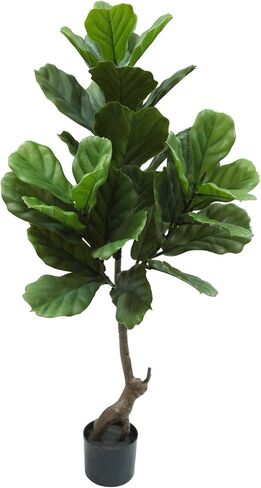 Artificial Fiddle Leaf Fig Tree 4FT Faux Plant Faux Fiddle Fig Leaves Silk Tree in Pot Artificial Tree Greenery Plant for Home Office Living Room Bathroom Decor Indoor Outdoor in Saudi Arabia