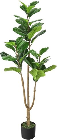 Artificial Fiddle Leaf Fig Tree 4FT Faux Plant Faux Fiddle Fig Leaves Silk Tree in Pot Artificial Tree Greenery Plant for Home Office Living Room Bathroom Decor Indoor Outdoor in Saudi Arabia