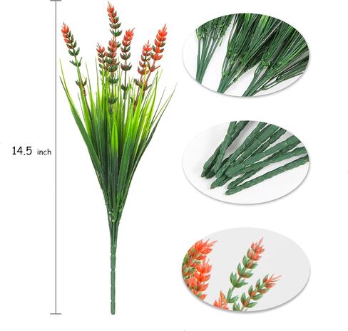 10 Bundles Monkey Grass Outdoor Artificial Flowers UV Resistant Fake Silk Flowers No Fade Faux Plastic Plants Garden Porch Window Box Decor (Fuchsia) in Saudi Arabia