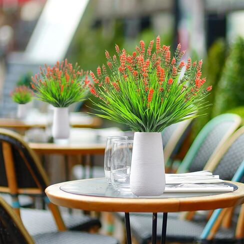 10 Bundles Monkey Grass Outdoor Artificial Flowers UV Resistant Fake Silk Flowers No Fade Faux Plastic Plants Garden Porch Window Box Decor (Fuchsia) in Saudi Arabia