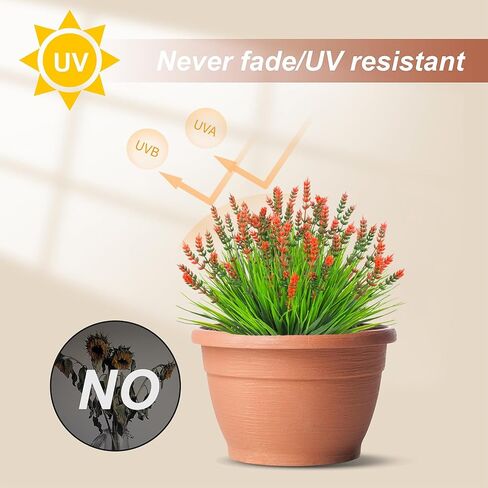 10 Bundles Monkey Grass Outdoor Artificial Flowers UV Resistant Fake Silk Flowers No Fade Faux Plastic Plants Garden Porch Window Box Decor (Fuchsia) in Saudi Arabia