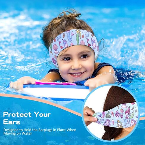 6 Pcs Swimming Headbands for Kids, Adjustable Swimming Ear Protection Bands Cute Cartoon Waterproof Swim Headbands for Girls Swimmers Age 6-12, Head Circumference 18.11-19.70 Inch in Saudi Arabia
