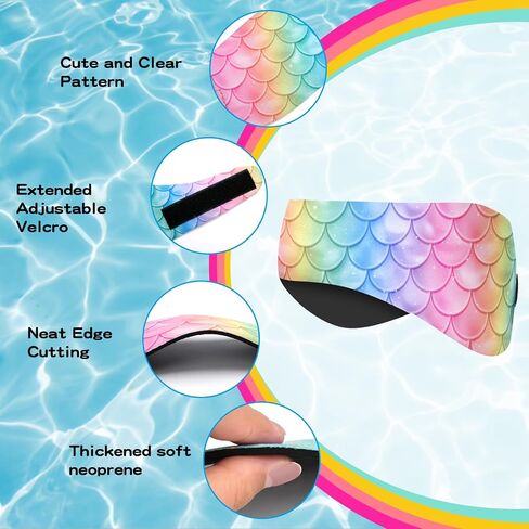 6 Pcs Swimming Headbands for Kids, Adjustable Swimming Ear Protection Bands Cute Cartoon Waterproof Swim Headbands for Girls Swimmers Age 6-12, Head Circumference 18.11-19.70 Inch in Saudi Arabia