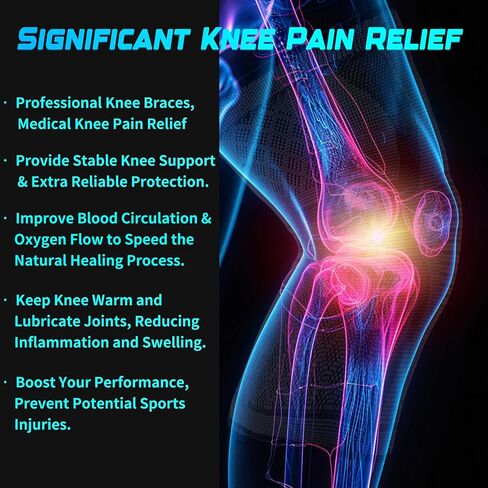 دعامات الركبة الضاغطة مكونة من قطعتين - كم داعم للجري والرياضة وتخفيف الآلام من تمزق الغضروف المفصلي والرباط الصليبي الأمامي والتهاب المفاصل للنساء والرجال (رمادي، متوسط) in Kuwait