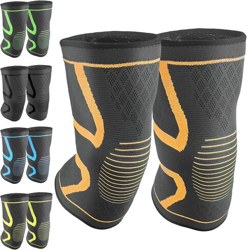 FESAS Compression Knee Braces 2-Pack - Support Sleeve for Running, Sports, Pain Relief from Meniscus Tear, ACL & Arthritis for Women & Men (Green, Medium) in Saudi Arabia