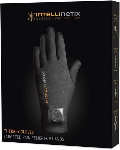 Brownmed - قفازات العلاج Intellinetix - قفازات اليد الضاغطة لدعم التهاب المفاصل - قفازات التدليك مع علاج الاهتزاز القابل للارتداء - دعم اليد - كبير in Saudi Arabia