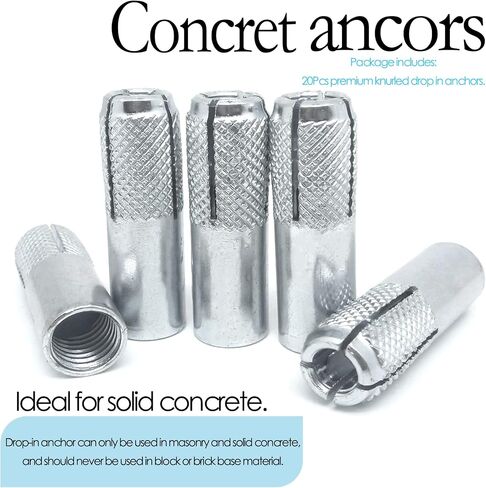 20pcs Zinc Plated Metal Knurled Drop in Anchor,Drop-in Anchor Zinc Plated Fasteners (M8) in Saudi Arabia
