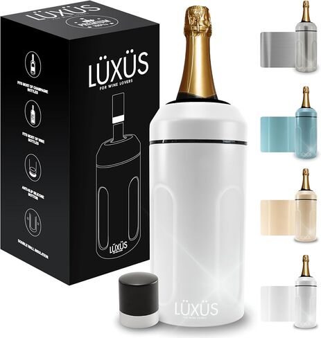 Wine Chiller (White) - Stainless Steel Wine Cooler and Champagne Bucket Keeps Your Wine Cold for Up to 6 Hours Perfect for most standard 750ml Bottles in Saudi Arabia