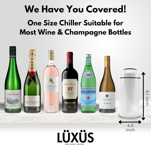 Wine Chiller (White) - Stainless Steel Wine Cooler and Champagne Bucket Keeps Your Wine Cold for Up to 6 Hours Perfect for most standard 750ml Bottles in Saudi Arabia