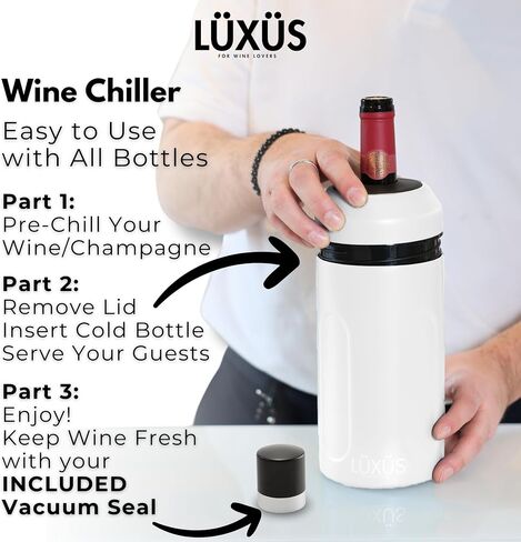 Wine Chiller (White) - Stainless Steel Wine Cooler and Champagne Bucket Keeps Your Wine Cold for Up to 6 Hours Perfect for most standard 750ml Bottles in Saudi Arabia