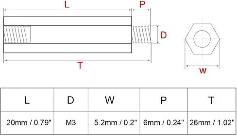 uxcell 40pcs M3 20+6mm Female Male Thread Brass Hex Standoff Spacer Screws PCB Pillar in Saudi Arabia