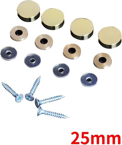 Mirror Screw, Standoff Screw, Pure Copper Flat Cap Decorative Cover Nails, Solid Standoff Screws, Cap Nails for Advertising Screw Fasteners, Bathroom, Mirror, Bright Gold 22mm 8 pcs in Saudi Arabia