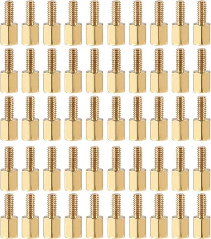 YOKIVE 100 Pcs M2.5 Standoff Screws, Brass Hex PCB Standoffs, Keep Height Consistent, Great for Motherboard (Gold Tone, 6mm+6mm) in Saudi Arabia