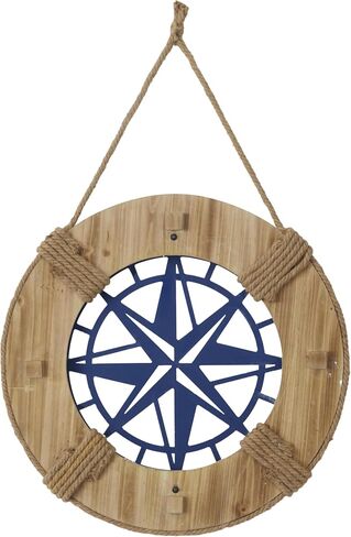 Deco 79 Metal Compass Home Wall Decor Wall Sculpture with Rope Hanger, Wall Art 24" x 2" x 24", Blue in Saudi Arabia