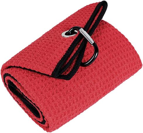 Scott Edward Golf Towel Microfiber Waffle Pattern Golf Towel with Heavy Duty Carabiner Clip Tri-fold Golf Towel Perfectly Cleans Golf Balls and Golf Clubs Blue/Red/Gray in Saudi Arabia
