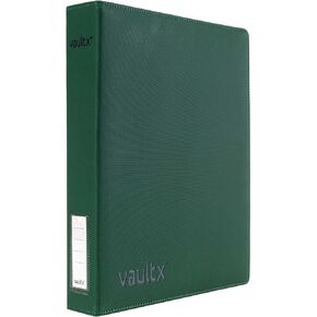 Vault X Premium Exo-Tec 3 Ring TCG Binder for 9 Pocket Trading Card Pages - 50+ Page Capacity Easy Open 3 D-Ring Clip Binder for TCG CCG Photo Cards (Large, Green)