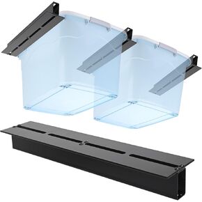 Over head Garage Storage Rack, Ceiling Bin Organization System, Ceiling Organizer for Totes with Adjustable Width, Heavy Duty Ceiling Container Bin Rack（2 Bins）