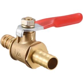 uxcell Ball Valve Shut-off Valve, 8mm Hose Barb to 8mm Hose Barb, for Air Gas Water Fuel, 180 Degree Operation Handle, Metal Valve, Pack of 1