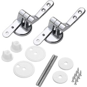Toilet Seat Hinge Replacement with Bolts Screw and Nuts, Zinc Alloy Replacement Parts-Adjustable Toilet Seat