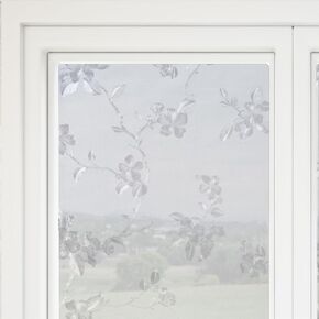 Navaris Privacy Film for Glass Windows - Frosted Window Film - Opaque Self Adhesive Covering - No Adhesives for Easy Application and Removal - Floral Print 2