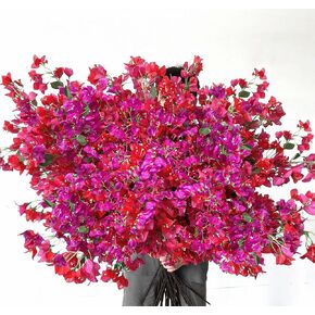 40Pcs in Bulk Artificial Bougainvillea Silk Flowers Branches Long Plant Stems 45" for Wedding Centerpieces, Bussiness Decoration Project, Indoor & Outdoor Decoration (Cream White - 40Pcs)