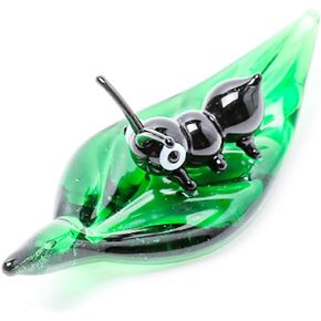 Tiny 2.16" Long Green Worm Figurine - Miniature Hand Blown Glass Bug Insect Colorful Crystal Animals Statue Decorative Collectible Figurines Décor Gifts