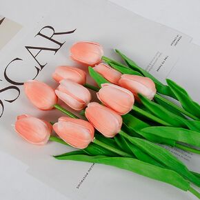 20 Pcs Faux Tulips，Artificial Flowers，Latex Tulips Real Touch for Mother's Day Easter Valentine’s Day Gifts in Bulk Home Kitchen Wedding Decorations (Blue)