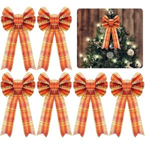 EBOOT 6 Pieces 6 Inch Fall Wreath Bow Buffalo Check Large Bow Christmas Thanksgiving Wreath Bows for Thanksgiving Basket Christmas Tree Decoration Favors (Classic Colors)