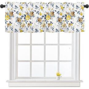 Summer Starfish Coral Kitchen Curtains Valances for Windows Beach Coastal Seashell Small Window Curtain 42x12 Inch Blue White Short Rod Pocket Bathroom Treatment Valance for Living Room Decor in Kuwait