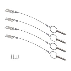 4 PACKS of Bimini Top Pin, Quick Release Pin DIa.1/4in w/Lanyard Prevents Loss, Stainless Steel 316 with Free Screws
