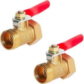 Aopin Ball Valve Brass G 3/8" Male x G 3/8" Male Valve Shut Off for Water, Oil and Gas Fluid, Ball Valve with Vinyl Handle Suitable for PEX, Copper, HDPE 2 Pcs