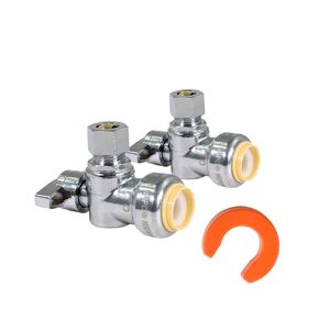 1/2 x 3/8 Water Supply Valve Fittila F501 Shut Off Valve 1/4 Turn with Disconnect Clip - Push to Connect Plumbing Valves and Fittings for Copper, PEX, CPVC, HDPE and PE-RT (2 Pack)