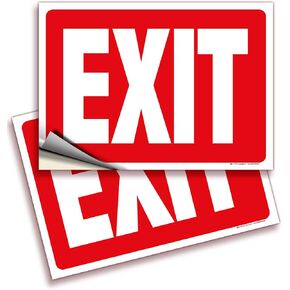 iSYFIX Exit Sign – 2 Pack 10x7 Inch – 40 mil Thick Polystyrene Plastic Sign, Laminated UV, Scratch & Fade Resistance, Waterproof, Indoor & Outdoor, Exit Signs for Exterior.